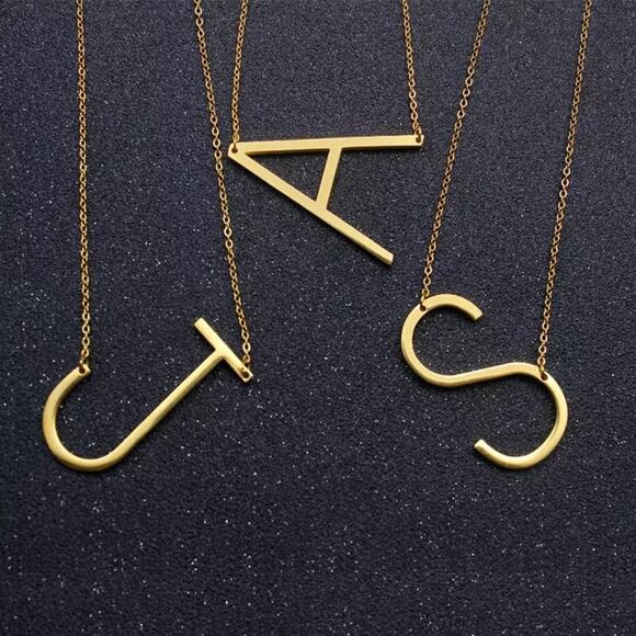 Gold Initial Pendant Necklace Letters A-Z - Picture 8 of 8